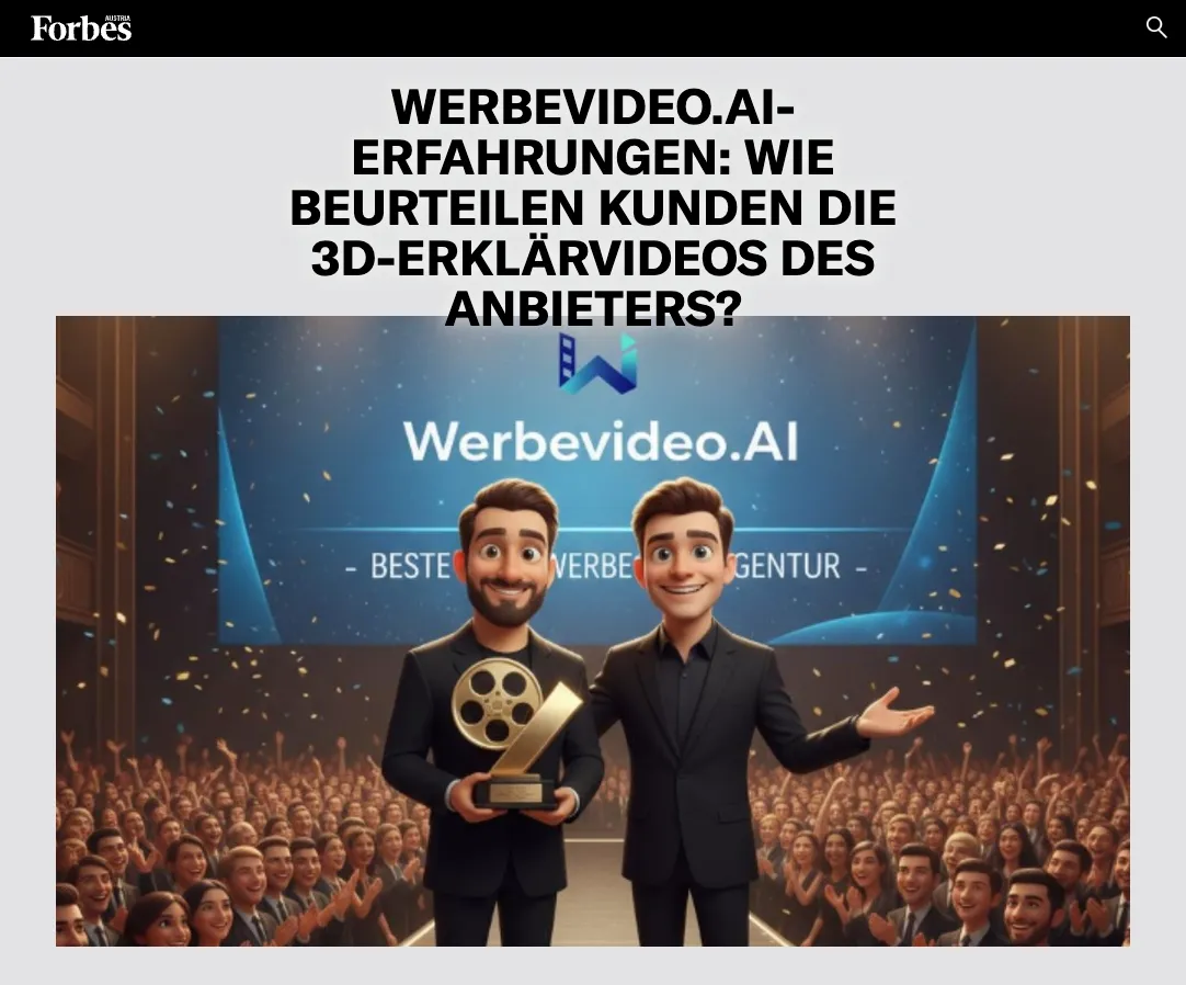 Screenshot des Forbes-Artikels über Werbevideo.ai